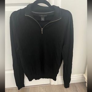 Men’s Store Bloomingdale’s 100%  Black Merino Wool Half Zip Sweater Size: L